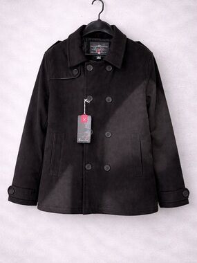 Brave Soul Black Peacoat Jacket Men’s Large NWT Classic Coat